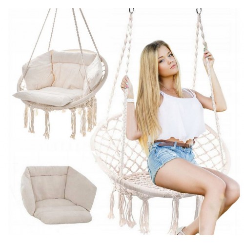 Sūpynės „Gandro lizdas“  su dviguba pagalve šviesi