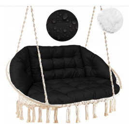 Sūpynės „Gandro lizdas“ dvivietės vandeniui atsparių pagalvių rinkinys (juoda)