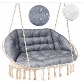 Sūpynės „Gandro lizdas“ dvivietės vandeniui atsparių pagalvių rinkinys (pilka)