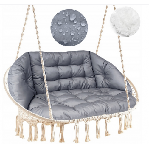 Sūpynės „Gandro lizdas“ dvivietės vandeniui atsparių pagalvių rinkinys (pilka)