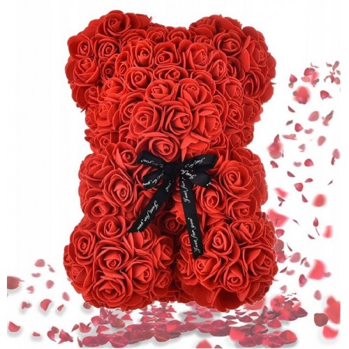 Rožių meškiukas 25 cm. (Raudonas)