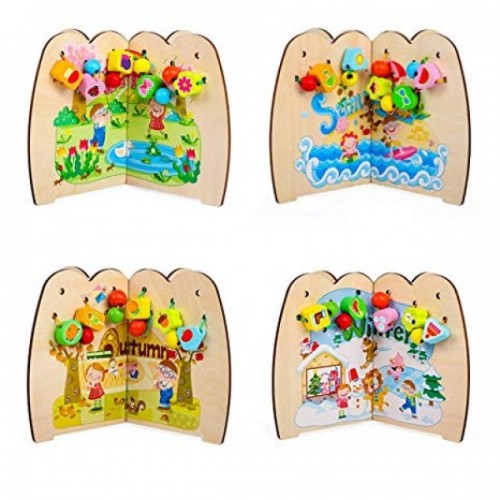 Medinės veriamos kaladėlės "Metų laikai"