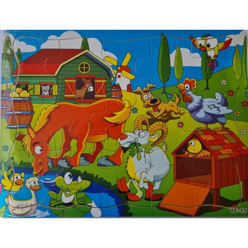 Medinė pirmoji lavinamoji dėlionė puzzle "Ūkis"