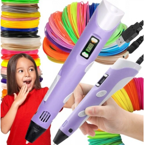 3D pieštuko ir PLA plastiko (siūlų) komplektas