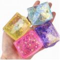 Antistresinis žaisliukas (squishy Glitter Ice Cube) Mini kubas