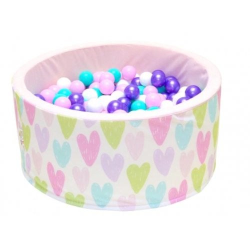Baseinas su 200 kamuoliukų Welox "Širdelės" (90 x 40 cm.)