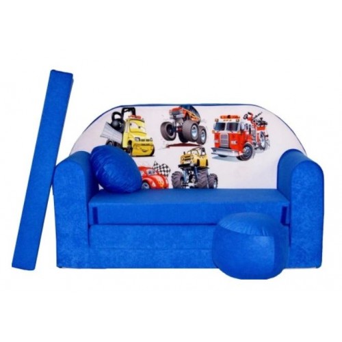 Vaikiška midi sofa - lova "Mėlynos mašinos"