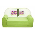 Vaikiška mini sofa - lova "Pelėdžiukai" žalia