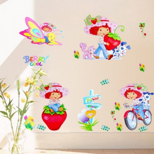 Sienų-baldų lipdukai Mergytė braškytė 02