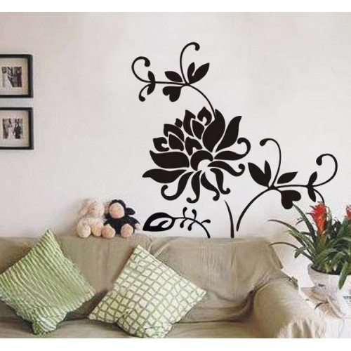 Sienų-baldų lipdukai Juoda gėlė