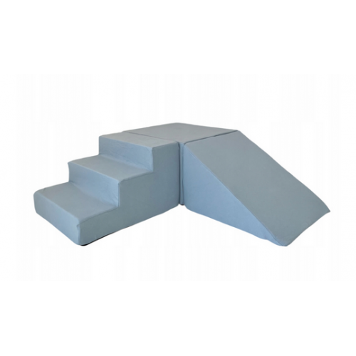 Modulinė minkšta žaidimų aikštelė su laiptais ir čiuožykla Monio mėlyna