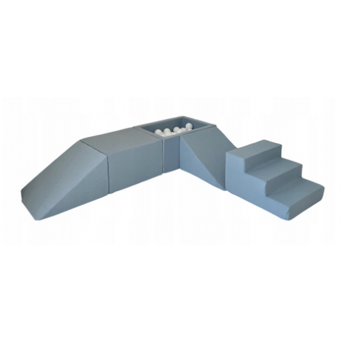 Modulinė minkšta žaidimų aikštelė 5 elementų ir 100 vnt. kamuoliukų Monio mėlyna