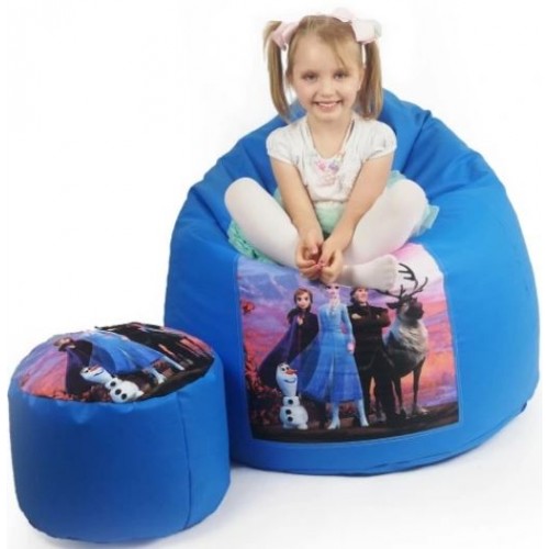 Sėdmaišis su pufu XXL "Ledo šalis" mėlynas