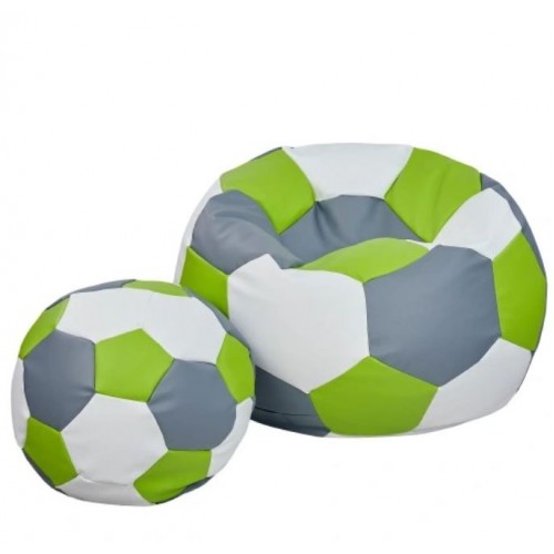 Sėdmaišis vaikams su pufu "Pilkas - žalias kamuolys"