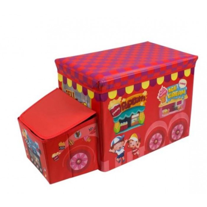 Žaislų dėžė - pufas "Raudonas autobusas 1"