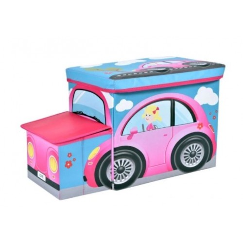 Žaislų dėžė - pufas "Rožinė mašina"