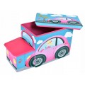 Žaislų dėžė - pufas "Rožinė mašina"