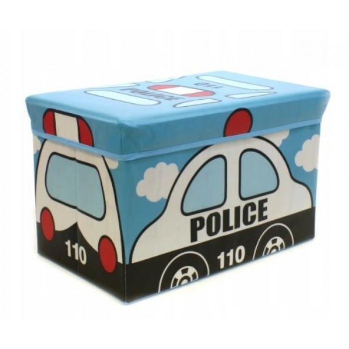 Žaislų dėžė - pufas "Policijos automobilis"