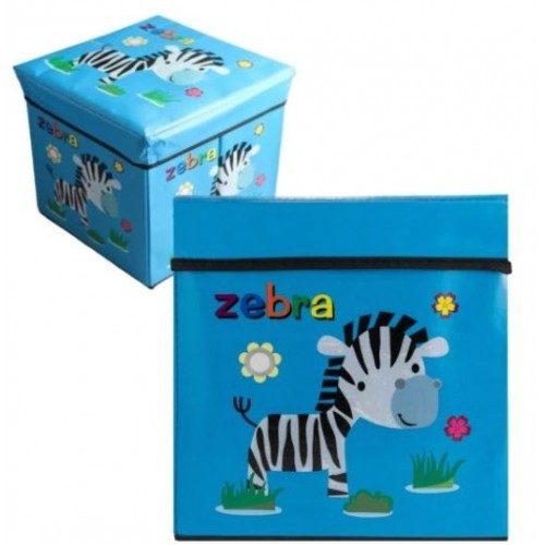 Žaislų dėžė - pufas "Mėlynas zebras"