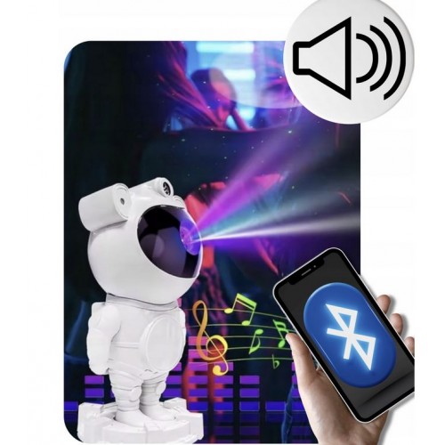 Naktinė lempa "Astronautas" 3D šviesos efektų projektorius Bluetooth garsiakalbis 