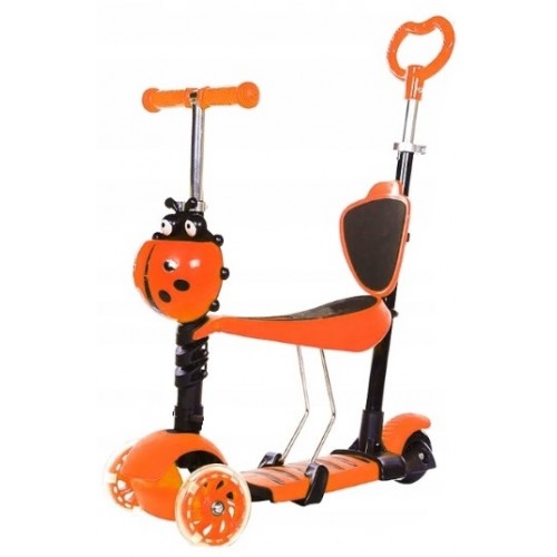 Triratis paspirtukas- 5 in 1 (oranžinis su boružyte)